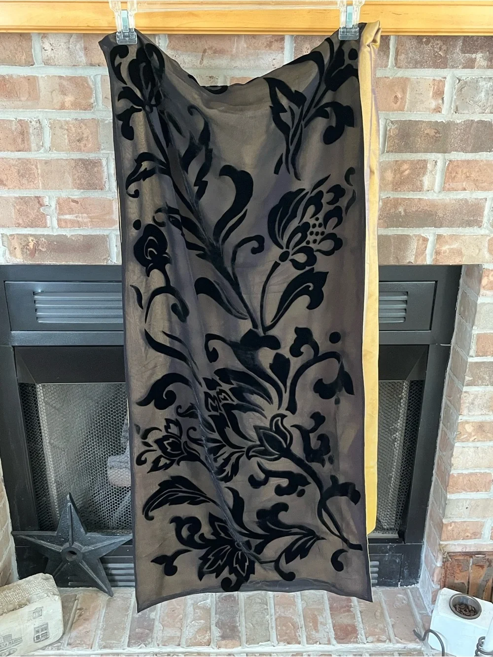 Reversible Black and Gold Velvet-Accented Scarf